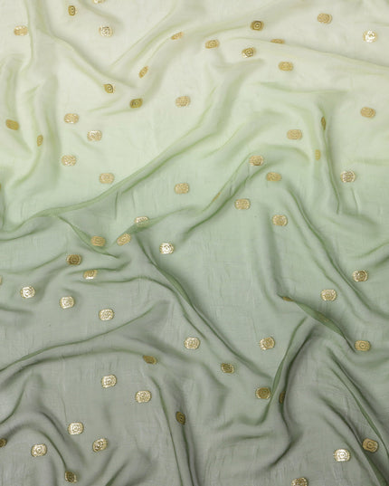 Sage Green Silk Chiffon Fabric with Metallic Lurex, 110 cm Width, Ombre Design, Made in South Korea-D21148