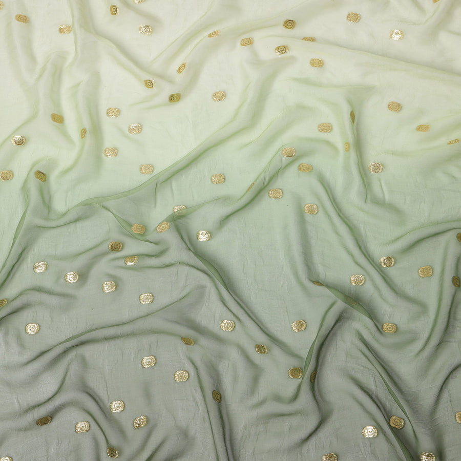 قماش شيفون حرير باللون الأخضر الحكيم مع لوركس معدني، عرض 110 سم، تصميم أومبير، صنع في كوريا الجنوبية-D21148