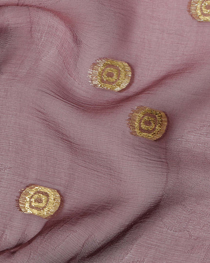 Dusty Rose Silk Chiffon Fabric with Metallic Lurex, 110 cm Width, Ombre Design, Made in South Korea-D21149