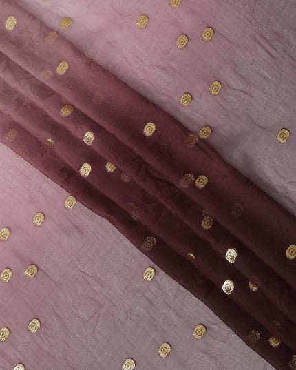 Dusty Rose Silk Chiffon Fabric with Metallic Lurex, 110 cm Width, Ombre Design, Made in South Korea-D21149