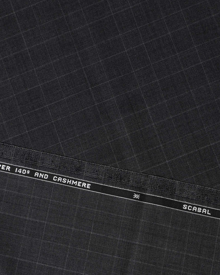 Charcoal Grey SCABAL Super 140's Wool and Cashmere Suiting Fabric - 3.5 Meters, 150 cm Width, Made in the UK-D21251