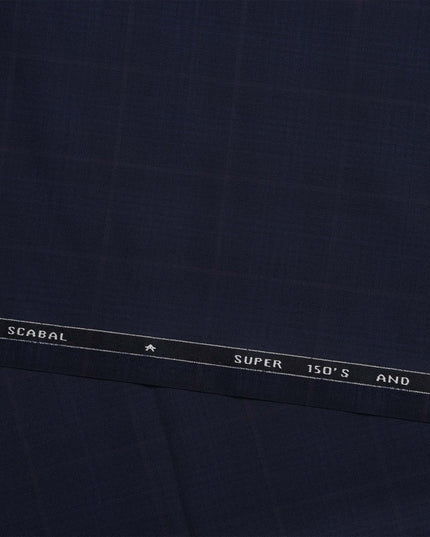 Navy SCABAL Super 150's Wool and Silk Suiting Fabric - 3.5 Meters, 150 cm Width, Made in the UK-D21257