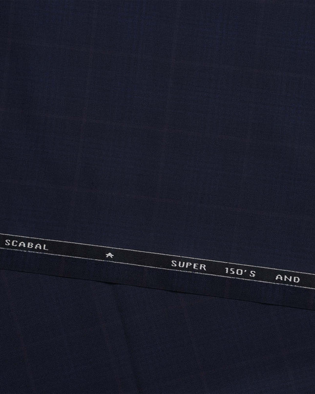 Navy SCABAL Super 150's Wool and Silk Suiting Fabric - 3.5 Meters, 150 cm Width, Made in the UK-D21257