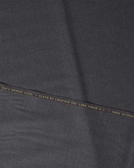 Steel Grey LOROPIANA Super 150's All Wool Suiting Fabric - 3.5 Meters, 150 cm Width, Made in Italy-D21260