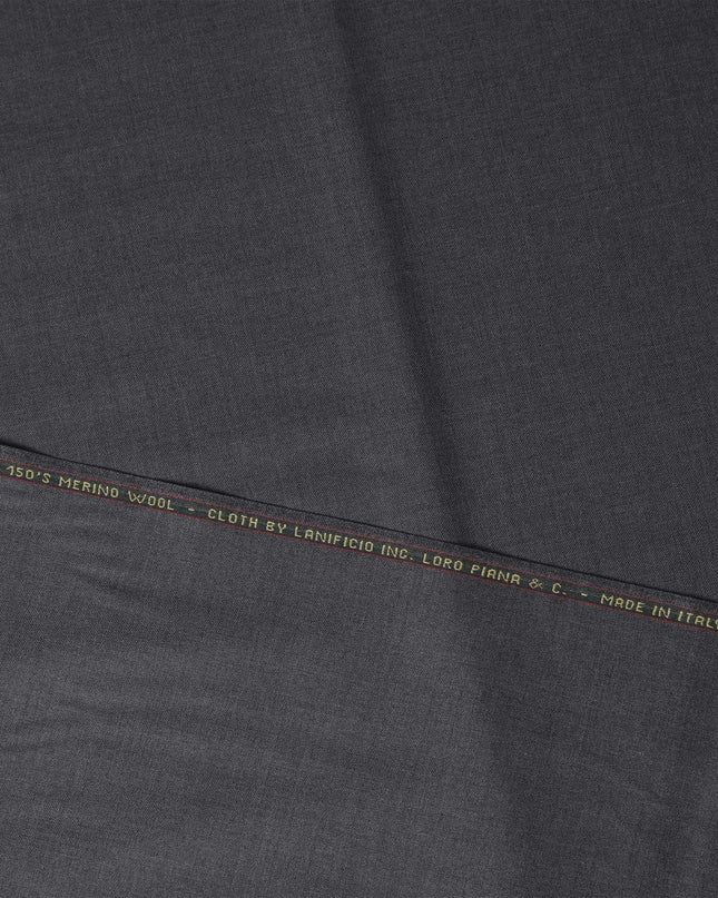 Steel Grey LOROPIANA Super 150's All Wool Suiting Fabric - 3.5 Meters, 150 cm Width, Made in Italy-D21260