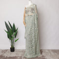 Mint Green Metallic French Chantilly Lace Fabric with Stone Work, 5.5 Meters, 110 cm Width-EC-402-0021459 Regal Fabrics