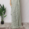 Mint Green Metallic French Chantilly Lace Fabric with Stone Work, 5.5 Meters, 110 cm Width-EC-402-0021459 Regal Fabrics