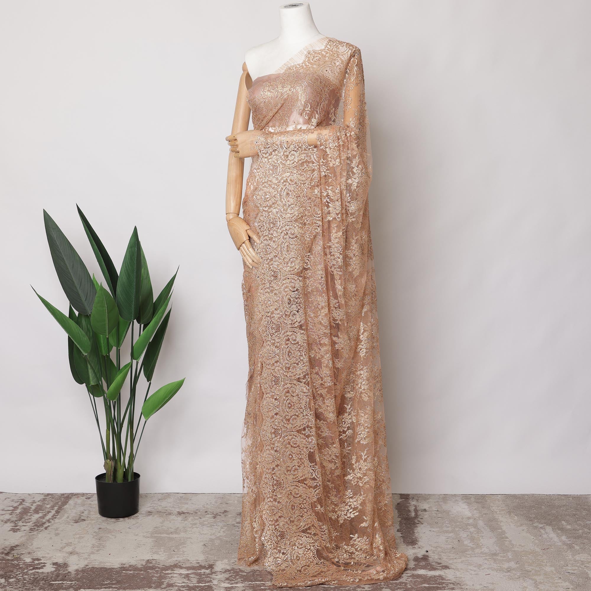 Rose Gold Metallic French Chantilly Lace Fabric, 5.5 Meters Buy Online Regal Fabrics Rose Gold Metallic French Chantilly Lace Fabric, 5.5 Meters Buy Online Regal Fabrics