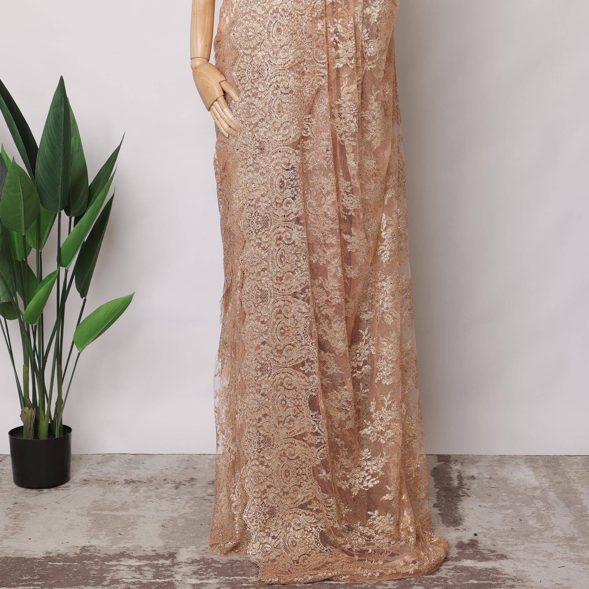 Rose Gold Metallic French Chantilly Lace Fabric, 5.5 Meters Buy Online Regal Fabrics Rose Gold Metallic French Chantilly Lace Fabric, 5.5 Meters Buy Online Regal Fabrics