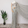 Powder Blue Metallic French Chantilly Lace Fabric with Stone Work, 5.5 Meters, 110 cm Width-EC-402-0021462 Regal Fabrics