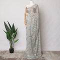Powder Blue Metallic French Chantilly Lace Fabric with Stone Work, 5.5 Meters, 110 cm Width-EC-402-0021462 Regal Fabrics