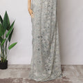 Powder Blue Metallic French Chantilly Lace Fabric with Stone Work, 5.5 Meters, 110 cm Width-EC-402-0021462 Regal Fabrics