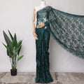 Teal Green Metallic French Chantilly Lace Fabric with Stone Work, 5.5 Meters, 110 cm Width-EC-402-0021466 Regal Fabrics