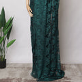 Teal Green Metallic French Chantilly Lace Fabric with Stone Work, 5.5 Meters, 110 cm Width-EC-402-0021466 Regal Fabrics