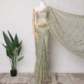 Sage Green Metallic French Chantilly Lace Fabric with Stone Work, 5.5 Meters, 110 cm Width-EC-402-0021469 Regal Fabrics
