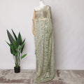 Sage Green Metallic French Chantilly Lace Fabric with Stone Work, 5.5 Meters, 110 cm Width-EC-402-0021469 Regal Fabrics