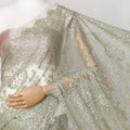 Sage Green Metallic French Chantilly Lace Fabric with Stone Work, 5.5 Meters, 110 cm Width-EC-402-0021469 Regal Fabrics