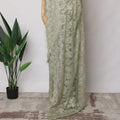 Sage Green Metallic French Chantilly Lace Fabric with Stone Work, 5.5 Meters, 110 cm Width-EC-402-0021469 Regal Fabrics