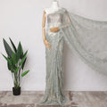 Soft Mint Metallic French Chantilly Lace Fabric with Stone Work, 5.5 Meters, 110 cm Width-EC-402-0021472 Regal Fabrics