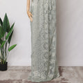 Soft Mint Metallic French Chantilly Lace Fabric with Stone Work, 5.5 Meters, 110 cm Width-EC-402-0021472 Regal Fabrics