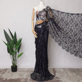 Midnight Blue French Chantilly Lace Fabric with Stone Work, 5.5 Meters, 110 cm Width-EC-402-0021474 Regal Fabrics