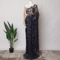 Midnight Blue French Chantilly Lace Fabric with Stone Work, 5.5 Meters, 110 cm Width-EC-402-0021474 Regal Fabrics