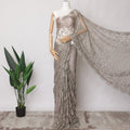 Taupe, Mint Green French 2tone Chantilly Lace Fabric with Stone Work, 5.5 Meters, 110 cm Width-EC-402-0021475 Regal Fabrics