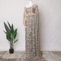 Taupe, Mint Green French 2tone Chantilly Lace Fabric with Stone Work, 5.5 Meters, 110 cm Width-EC-402-0021475 Regal Fabrics