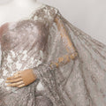 Taupe, Mint Green French 2tone Chantilly Lace Fabric with Stone Work, 5.5 Meters, 110 cm Width-EC-402-0021475 Regal Fabrics