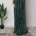Forest Green, Black French 2tone Chantilly Lace Fabric with Stone Work, 5.5 Meters, 110 cm Width-EC-402-0021479