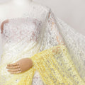 Yellow and White Ombre French Chantilly Lace Fabric with Stone Work, 5.5 Meters, 110 cm Width-EC-402-0021481 Regal Fabrics