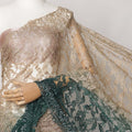 Gold and Green Ombre French Chantilly Lace Fabric with Stone Work, 5.5 Meters, 110 cm Width-EC-402-0021482