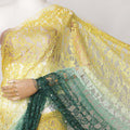Yellow and Green Ombre French Chantilly Lace Fabric with Stone Work, 5.5 Meters, 110 cm Width-EC-402-0021483 Regal Fabrics