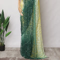 Yellow and Green Ombre French Chantilly Lace Fabric with Stone Work, 5.5 Meters, 110 cm Width-EC-402-0021483 Regal Fabrics