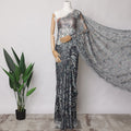 Multitone Blue  French Chantilly Lace Fabric with Stone Work, 5.5 Meters, 110 cm Width-EC-402-0021485 Regal Fabrics