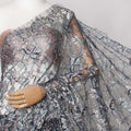 Multitone Blue  French Chantilly Lace Fabric with Stone Work, 5.5 Meters, 110 cm Width-EC-402-0021485 Regal Fabrics