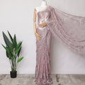 Dusty Pink Metallic French Chantilly Lace Fabric with Stone Work, 5.5 Meters, 110 cm Width-EC-402-0021537 Regal Fabrics