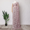 Dusty Pink Metallic French Chantilly Lace Fabric with Stone Work, 5.5 Meters, 110 cm Width-EC-402-0021537 Regal Fabrics