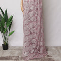 Dusty Pink Metallic French Chantilly Lace Fabric with Stone Work, 5.5 Meters, 110 cm Width-EC-402-0021537 Regal Fabrics