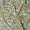 قماش قطني أخضر بطبعة زهور متعددة الألوان – عرض 110 سم – D21552