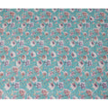 قماش قطني فيروزي بطبعة زهور متعددة الألوان – عرض 110 سم – D21554