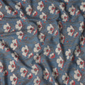 Blue Cotton Lawn Fabric with White and Red Floral Print – 110 cm Width-D21555