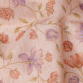 Peach Cotton Linen Fabric with Multicolor Floral Print – 110 cm Width-D21558