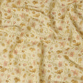 قماش كتان قطني أصفر بطبعة زهور متعددة الألوان – عرض 110 سم - D21559