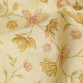قماش كتان قطني أصفر بطبعة زهور متعددة الألوان – عرض 110 سم - D21559