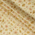 قماش كتان قطني أصفر بطبعة زهور متعددة الألوان – عرض 110 سم - D21559
