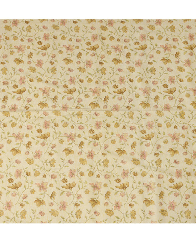 Yellow Cotton Linen Fabric with Multicolor Floral Print – 110 cm Width-D21559