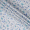 Light Blue Cotton Linen Fabric with Blue Floral Print – 110 cm Width-D21560