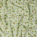 Light Green Cotton Linen Fabric with Green Floral Print – 110 cm Width-D21561