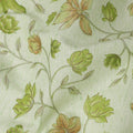 Light Green Cotton Linen Fabric with Green Floral Print – 110 cm Width-D21561